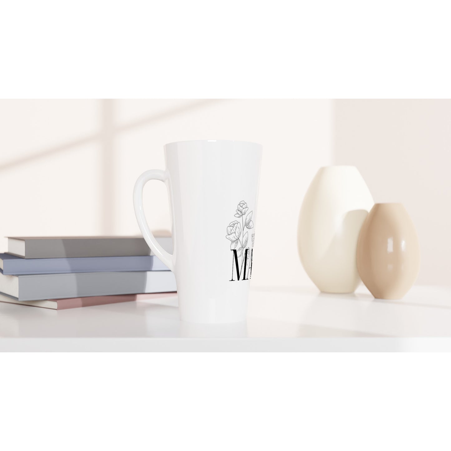 White Latte 17oz Ceramic Mug - mama flower