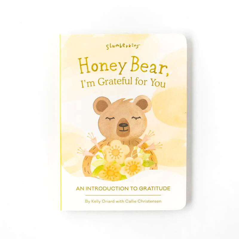 slumberkins honey bear snuggler, book and affirmation card set : GRATITUDE