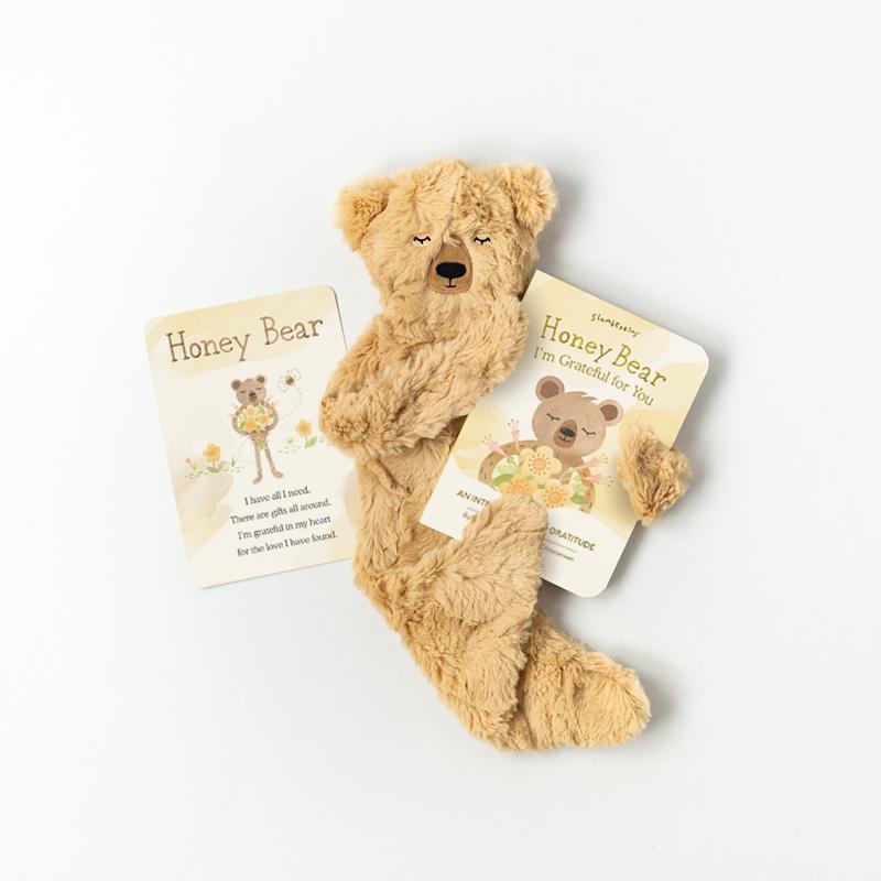 slumberkins honey bear snuggler, book and affirmation card set : GRATITUDE