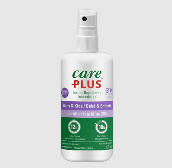 Care plus insect repellent. baby & Kids. 12 hour. deet free. 200 ml