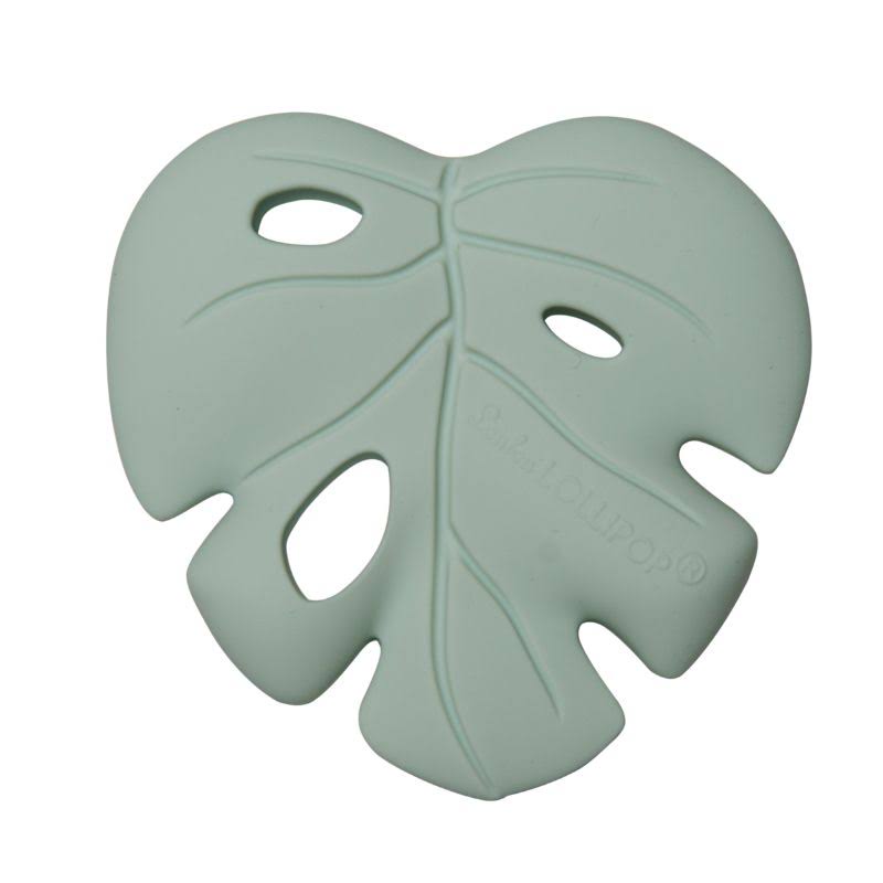 lou lou lollipop silicone teether monstera seafoam