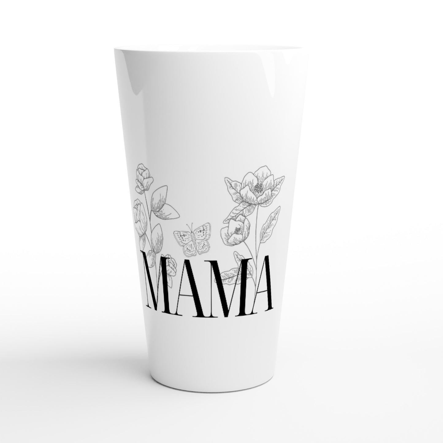 White Latte 17oz Ceramic Mug - mama flower