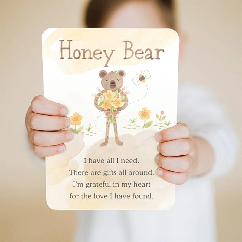 slumberkins honey bear snuggler, book and affirmation card set : GRATITUDE